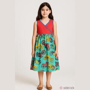 Chris N Missy Red Teal Motorcycle Dress Butter Soft Twirl Size 12‎